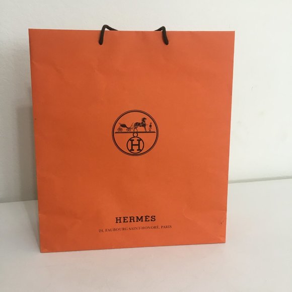 Hermes Authentic Paper Shopping Gift Bag 18.5 x 16.5 x 6.5 Rectangular Orange - Picture 3 of 12